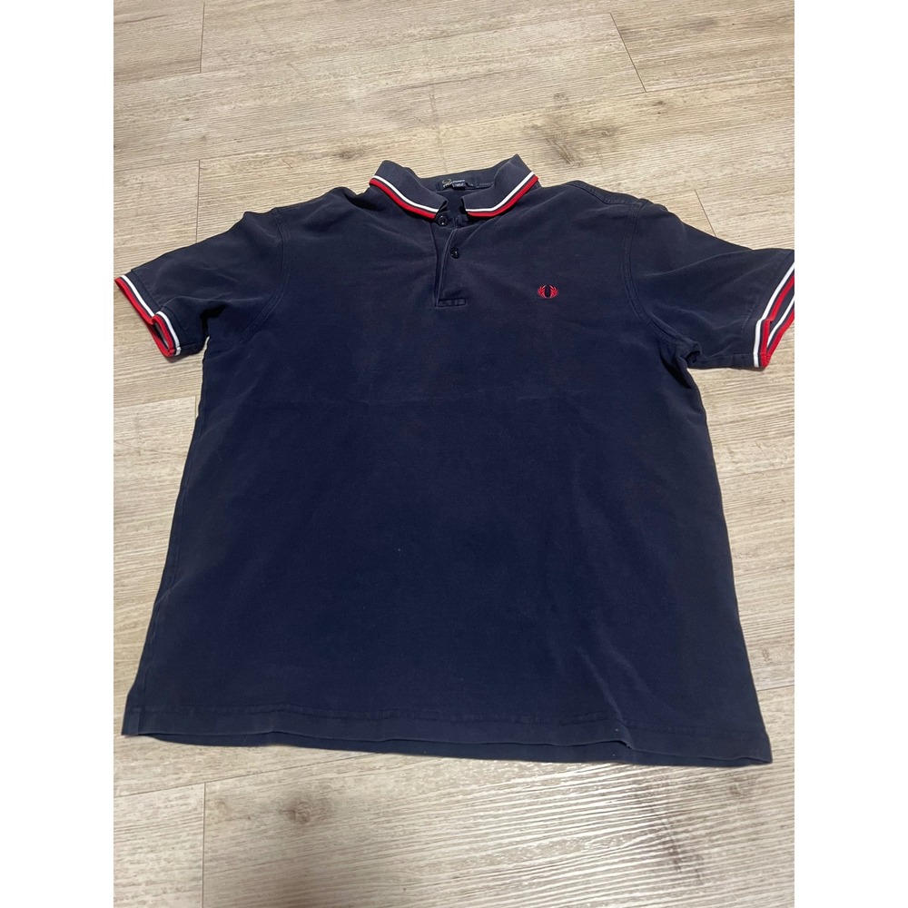 Fred Perry Mens Twin Tipped Polo Shirt Navy Blue Red Punk Oi! GBH Rancid Unseen